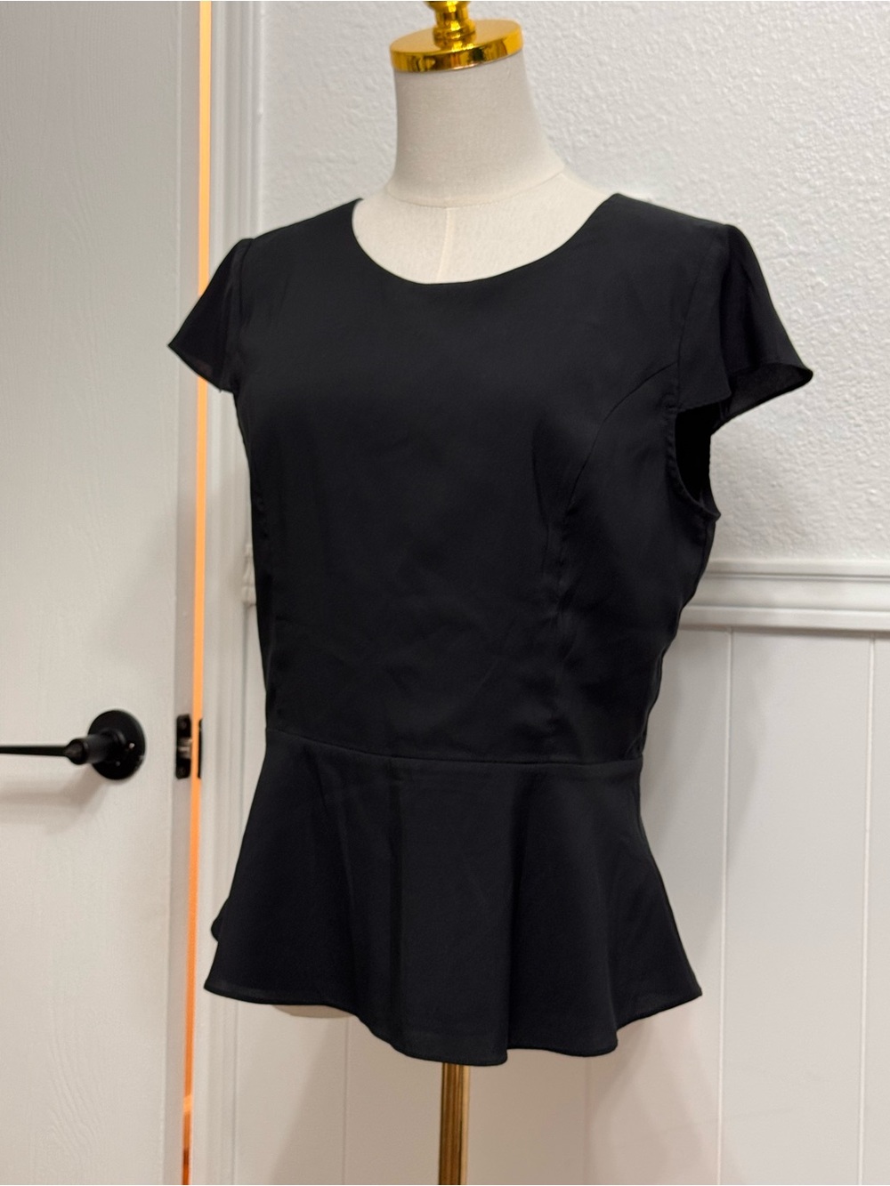 Express Black Short Sleeve Peplum Top